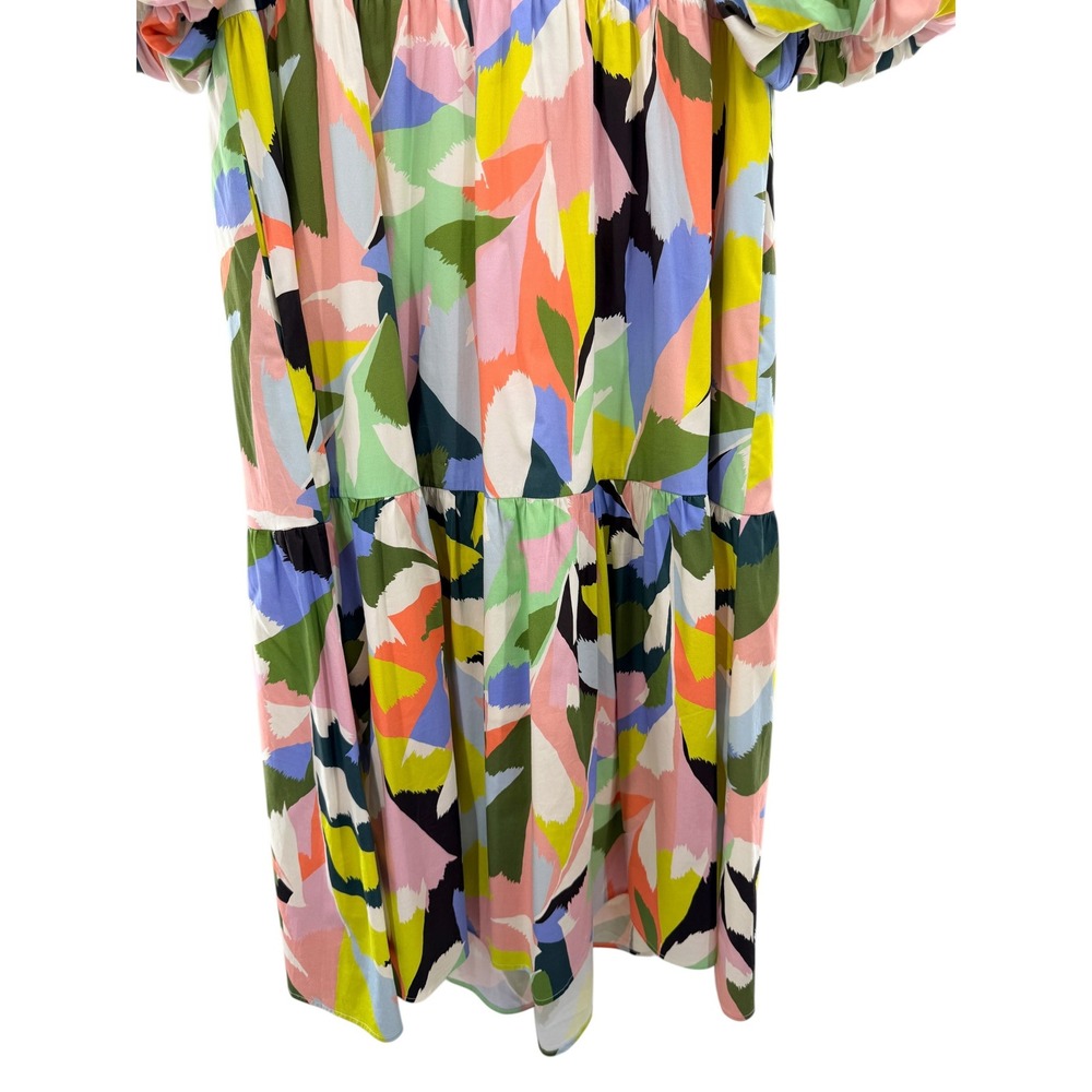 Crosby by Mollie Burch Brawley Midi Dress Poinciana Tiered Puff Sleeve Large - Picture 4 of 9